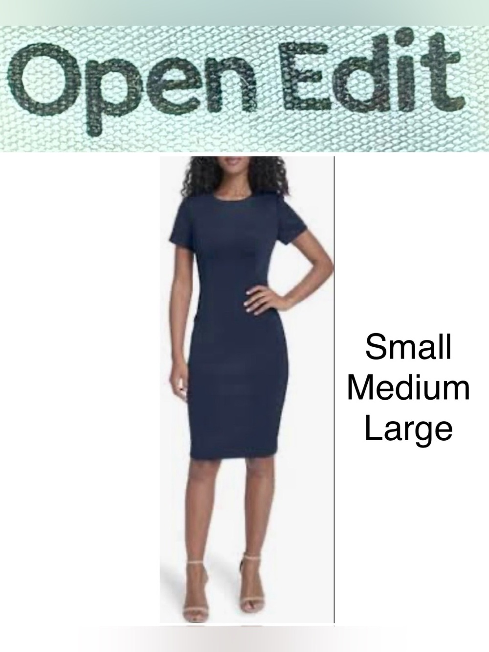 5/$30 OPEN EDIT Navy Ribbed BodyCon Pullover Dress S M L NWT